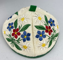 Load image into Gallery viewer, 1940's Tyrolean Felt Cap with Floral Silk Embroidery - Charming Vintage Piece