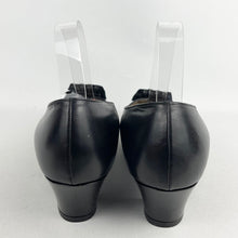 Load image into Gallery viewer, Original 1940's Black Deadstock in Box Glace Leather Marina Court Shoes with Suede Trim by Clarks - UK 7