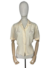 Load image into Gallery viewer, Original 1940's Cream Rayon Blouse with Embroidery - Make Do and Mend - Bust 40 42