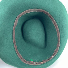 Load image into Gallery viewer, Original 1930's or 1940's Forest Green Felt Fedora with Neat Side Trim - Great Vintage Hat