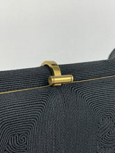 Load image into Gallery viewer, Original 1940s 1950s Black Corde Bag with Gold Tone Clasp