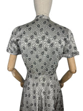 Load image into Gallery viewer, Original 1950's Silver and Black Cocktail Dress by For You By Blaines with Glass Buttons and Pockets - Bust 35
