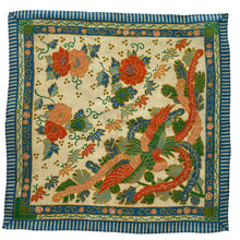 Load image into Gallery viewer, Original 1920's Pongee Silk Hankie with Floral Print and Bold Bird Design - Great Gift Idea