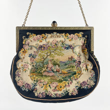 Load image into Gallery viewer, 1920s 1930s Petit Point Black Floral Evening Bag