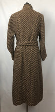 Load image into Gallery viewer, 1930s Brown and Cream Stripe Tweed Belted Coat with Double Collar - Bust 36 38