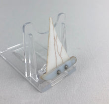 Load image into Gallery viewer, 1940s White and Blue Sailing Boat Brooch - Make Do and Mend