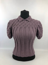 Load image into Gallery viewer, Reproduction 1940s Rib and Cable Knit Jumper in Pure Merino - B34 36 38