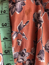 Load image into Gallery viewer, Original 1940s Peach Crepe Floral Dress with Grey and White Print - Bust 38 40 42 - Volup