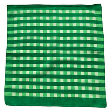 Load image into Gallery viewer, Original 1940's or 1950's Pure Silk Hankie in Two-tone Green Check - Neat Pocket Square - Great Gift Idea