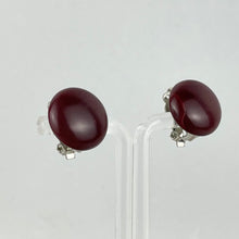 Load image into Gallery viewer, Vintage Smooth Burgundy Brown Glass Clip-on Earrings