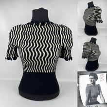 Load image into Gallery viewer, Original 1940s Black and White Wavy Knit Jumper - Bust 30 31