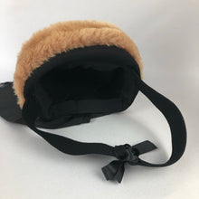 Load image into Gallery viewer, 1940s Black Felt Tilt Topper Hat with Faux Fur Trim