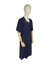 Load image into Gallery viewer, Original 1940's Volup Navy and White Polka Dot Crepe Day Dress - Bust 42 44