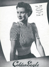 Load image into Gallery viewer, Original 1940s Black and White Wavy Knit Jumper - Bust 30 31