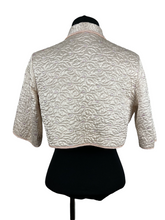 Load image into Gallery viewer, Original 1940's Quilted Bed Jacket with Beautiful Embroidery and Tie Neck - Bust 34 36