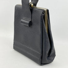 Load image into Gallery viewer, Original 1930's Dark Blue Faux Leather Bag with Silver Tone Clasp