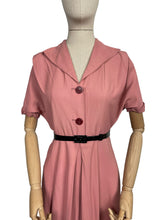 Load image into Gallery viewer, Original 1950's Dusky Pink Day Dress with Burgundy Buttons - Bust 36