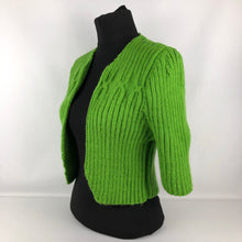 Load image into Gallery viewer, 1940s Reproduction Hand Knitted Bolero in Grass Green - B34 35 36 37 38