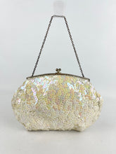 Load image into Gallery viewer, Original 1940's 1950's Pastel Sequin French Evening Bag with Glass Bugle Beads