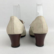 Load image into Gallery viewer, Original 1930's or 1940's Dolcis Cream Suede and Brown Leather Spectator Shoes - Lace Up Shoes - UK 3.5 or 4