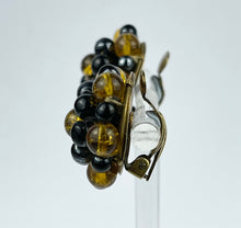 Load image into Gallery viewer, Vintage 1950's German Made Black and Gold Glass Clip-on Earrings