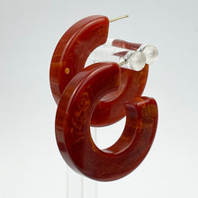Load image into Gallery viewer, Vintage 1940's 1950's Autumnal Bakelite Hoop Earrings for Pierced Ears