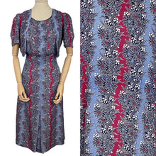 Load image into Gallery viewer, Original 1940’s Blue, White and Pink Stripe Floral Dress with Lily of the Valley - Bust 35 36 *