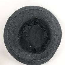 Load image into Gallery viewer, 1930s Black Straw Hat with White Celluloid Trim