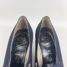 Load image into Gallery viewer, Original 1940's 1950's Deadstock Blue Suede Court Shoes with Cutout Detail - UK 4