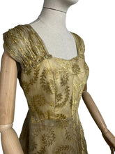 Load image into Gallery viewer, Original 1950's Berthe Alexandrie Gold Lame Organza Cocktail Dress - Bust 35 36