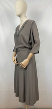 Load image into Gallery viewer, Original 1940s Crepe Dress with Beaded Bodice and Original Belt - Bust 48
