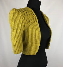 Load image into Gallery viewer, 1940s Style Hand Knitted Bolero in Lime - B34 36