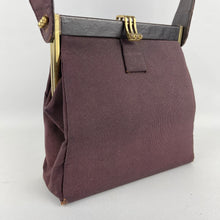 Load image into Gallery viewer, Original 1940's Fassbender Bag in Dark Burgundy Grosgrain with Gold-Tone Fixings