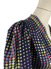 Load image into Gallery viewer, Original 1930s Day Dress - Navy with Red, Green, Yellow and Blue Dot Print - Bust 36 37 38
