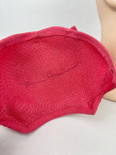 Load image into Gallery viewer, Original 1950's Vibrant Pink Straw Hat with Back Bow - Classic Shape *