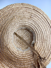 Load image into Gallery viewer, Original 1930s 1940s Painted Straw Hat with Grosgrain Trim - AS IS