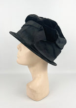 Load image into Gallery viewer, Original Edwardian Black Grosgrain and Velvet Hat with Silk Lining *