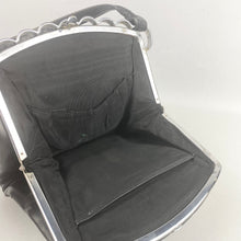 Load image into Gallery viewer, Original 1930s Black Leather Bag with White Metal Scalloped Trim