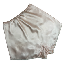 Load image into Gallery viewer, Original 1930's Palest Pink Satin French Knickers with Lace Trim - Vintage Tap Pants - Waist 26 28