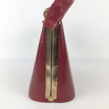 Load image into Gallery viewer, Original 1950s Burgundy Faux Leather Box Bag Made in 1953 for the Coronation