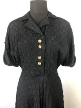 Load image into Gallery viewer, 1950s Black Cocktail Dress with Gold Buttons - B38