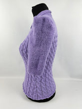 Load image into Gallery viewer, 1940's Reproduction Twisted Cable and Rib Jumper in Jacaranda - Bust 32 33 34