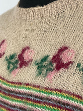 Load image into Gallery viewer, Original 1950s Fair Isle Roses Knit with Colourful Stripes - Bust 36 37