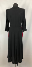 Load image into Gallery viewer, 1940s Black Crepe Dress with Red Velvet Trim and Paste Detail - Bust 36 37 38