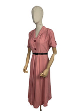 Load image into Gallery viewer, Original 1950's Dusky Pink Day Dress with Burgundy Buttons - Bust 36