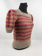 Load image into Gallery viewer, Reproduction 1940’s Hand Knitted Striped Jumper in Green, Red and Rust - Bust 34 36