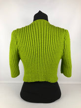Load image into Gallery viewer, 1940s Reproduction Hand Knitted Bolero in Apple Green - B34 35 36