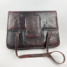 Load image into Gallery viewer, Original 1930's 1940's Beautiful Embossed Brown Leather Handbag