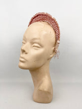 Load image into Gallery viewer, Original 1930s Pastel Pink Crochet Bridal Headband With Snood - Vintage Wedding Hat