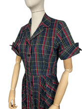 Load image into Gallery viewer, Original 1940’s 1950’s Black and Plaid Fine Cotton Dress with Glass Buttons - Bust 38 *